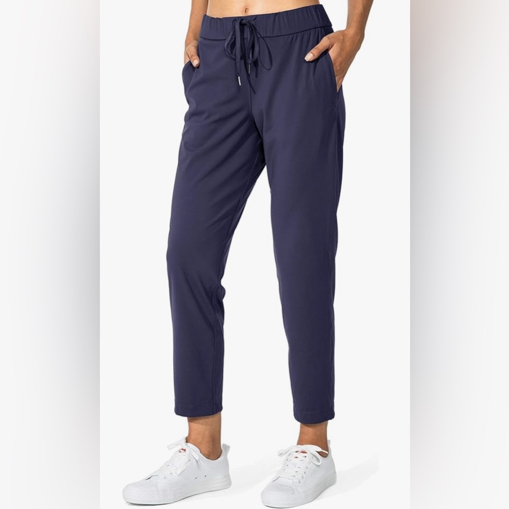 G Gradual Women's Pants with Deep Pockets 7/8 Stretch Ankle, Navy, Size Small